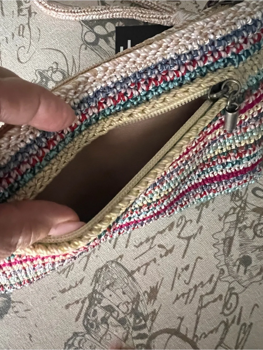 *Hard to Find* The Sak Multicolor Crochet Wristlet - Cream, Teal & Red